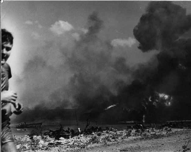Landing Craft Aflame